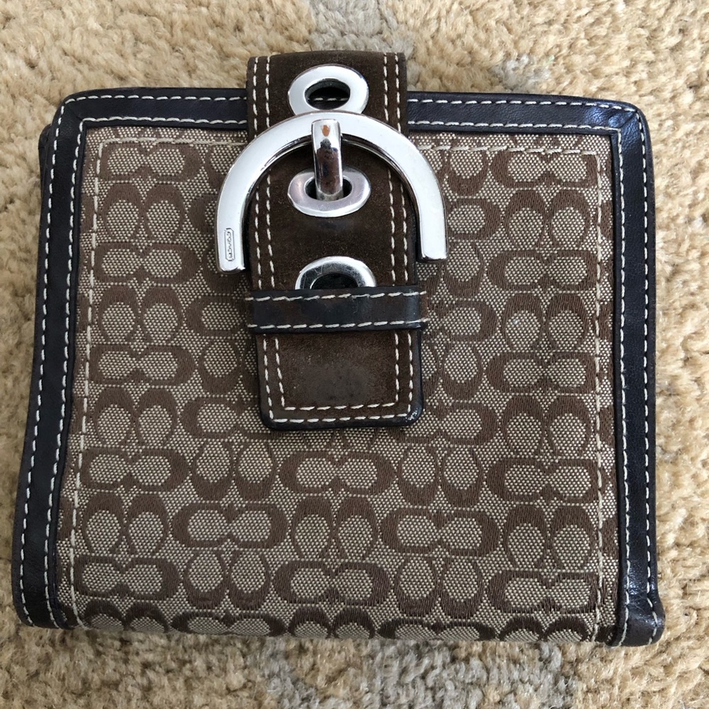 Coach Y2K SoHo Bleeker Signature Flap Wallet Brown VGUC!